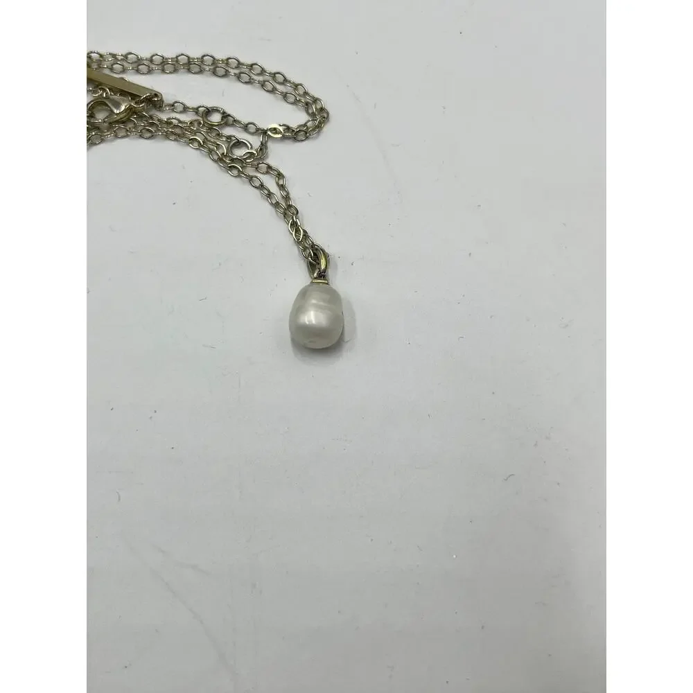Kendra Scott Lindsay Silver Single Strand‎ White Pearl Necklace Reworked